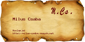 Milus Csaba névjegykártya